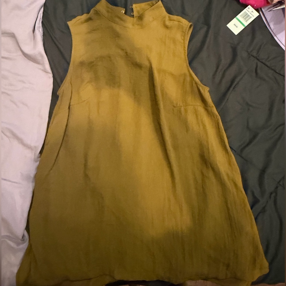 H&M CONSCIOUS Sleeveless Mustard Shift Top with High Neck